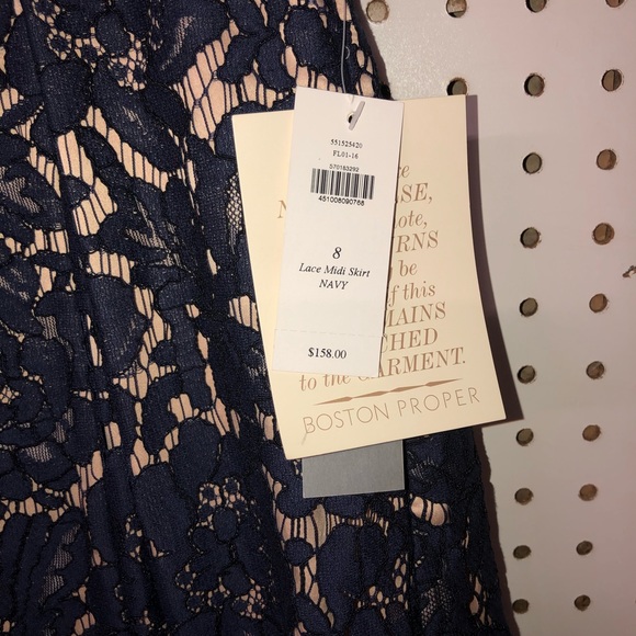 Boston Proper Eliza J Navy Floral Midi Skirt 3 Layers including Spandex liner 8 - Picture 4 of 7